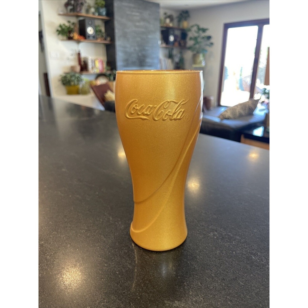 Very RARE Coca-Cola Gold Mirror Glass. hard to find Cup Drinking Glass Collector